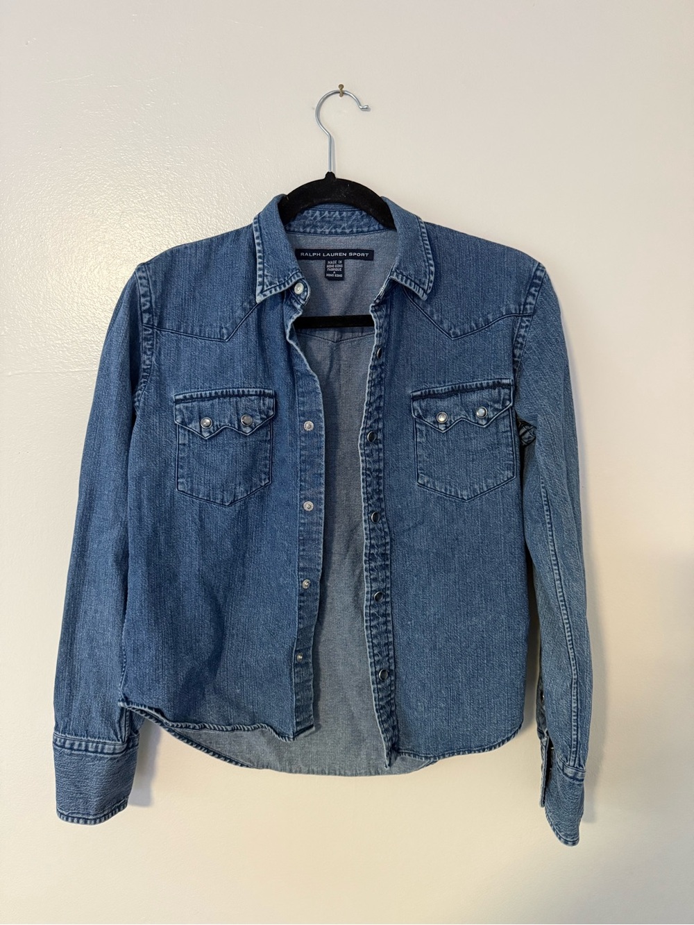 Vintage Ralph Lauren Sport Denim Western Buttondown Jean Shirt - Womens Sm (4) - Picture 1 of 8